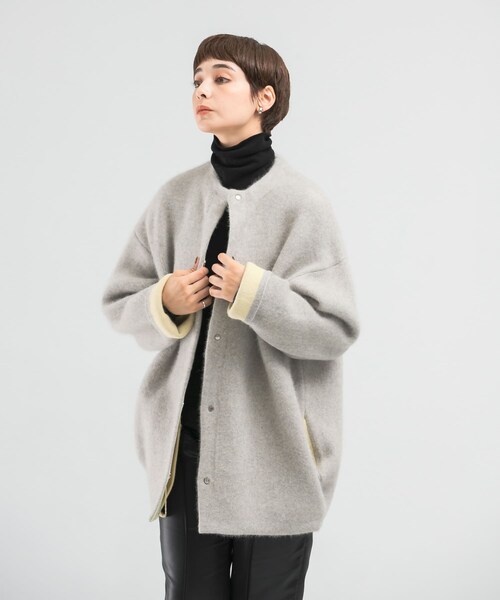 URBAN RESEARCH ROSSO（アーバンリサーチロッソ）の「ELENDEEK　CN RACCOON MIX WCD（カーディガン/ボレロ・レディース・IVY/LGRY/RED/MINT/BEG・1/2）」の3枚目の写真