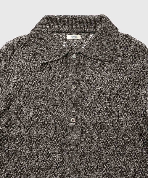 ADAM ET ROPE'（アダムエロペ）の「【Allege/アレッジ】Lace Hole Knit S/S Shirts（ニット/セーター・メンズ・チャコール/キナリ・3/4）」の22枚目の写真