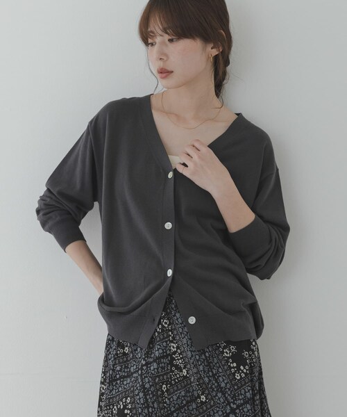 URBAN RESEARCH Sonny Label（アーバンリサーチサニーレーベル）の「『WEB限定』クールミストミディカーディガン（ニット/セーター・レディース・チャコール/L.グレー/ライムミント/ネイビー・Free）」の9枚目の写真