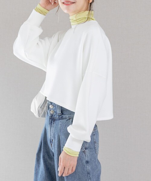 URBAN RESEARCH ROSSO（アーバンリサーチロッソ）の「エアーダンボールショートプルオーバー（Tシャツ/カットソー・レディース・white/black・FREE）」の10枚目の写真