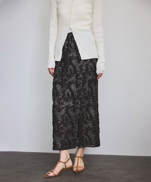 ADAM ET ROPE'（アダムエロペ）の「エルブジャガードスリットナロースカート（スカート・レディース・ブラック/ホワイト/ブラウン/イエロー・F）」の12枚目の写真