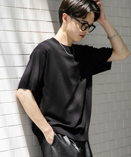 SENSE OF PLACE by URBAN RESEARCH(センスオブプレイスバイアーバンリサーチ)の「クルーネックニットショートスリーブTシャツ(ニット/セーター・メンズ・BLACK/BROWN/GREEN・M/L)」の5枚目の写真