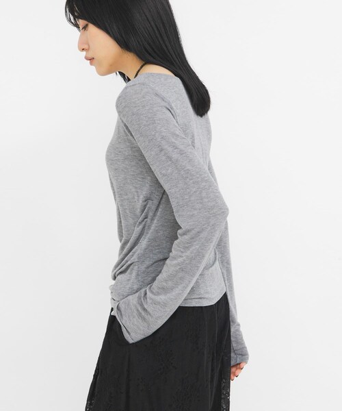 KBF（ケイビーエフ）の「タックドレープロンTEE（Tシャツ/カットソー・レディース・IVORY/PINK/BROWN/TOP GRAY・One）」の16枚目の写真