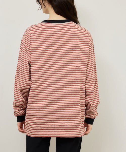 ADAM ET ROPE'(アダムエロペ)の「【BATONER for ADAM ET ROPE'】別注HIGH GAUGE BORDER LS T-SHIRT(Tシャツ/カットソー・レディース・グレー/レッド・F)」の8枚目の写真