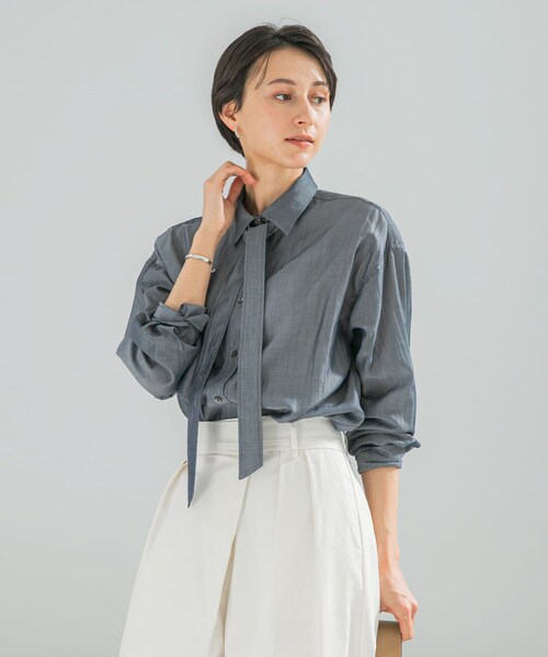 URBAN RESEARCH ROSSO（アーバンリサーチロッソ）の「タイ付デニムライクシアーシャツ（シャツ/ブラウス・レディース・L.BLUE/INDIGO・Free）」の14枚目の写真