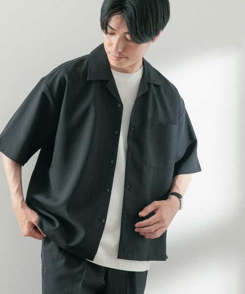 ITEMS URBANRESEARCH（アイテムズ アーバンリサーチ）の「オープンカラーショートスリーブシャツ+センタープレスパンツ セット（セットアップ・メンズ・BLK/GRY/BLU・M/L）」の5枚目の写真