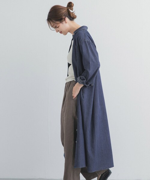 URBAN RESEARCH DOORS(アーバンリサーチドアーズ)の「ライトコットンデニムシャツワンピース(ワンピース・レディース・L.INDIGO/INDIGO・Free)」の20枚目の写真