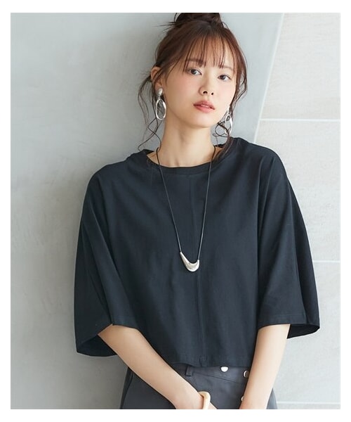 nissen（ニッセン）の「大きいサイズ　ドルマンカットソートップス　miclat（Tシャツ/カットソー・レディース・白/黒・L/LL/3L/4L/5L/6L/8L/10L）」の2枚目の写真