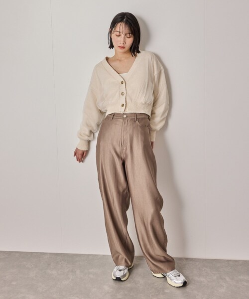 NERGY（ナージー）の「【ウォッシャブル対応】チュールコンビニットカーディガン（カーディガン/ボレロ・レディース・グレー/オフホワイト・F）」の7枚目の写真