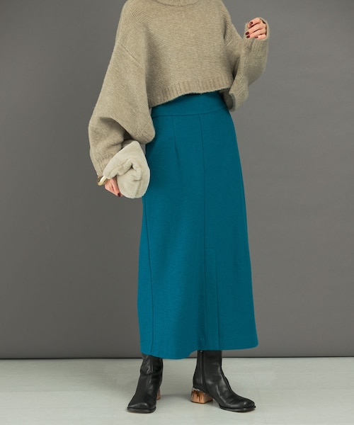 URBAN RESEARCH ROSSO（アーバンリサーチロッソ）の「ウール混ブークレストレートスカート（スカート・レディース・BLUE/CAMEL/CHARCOAL・36/38）」の2枚目の写真