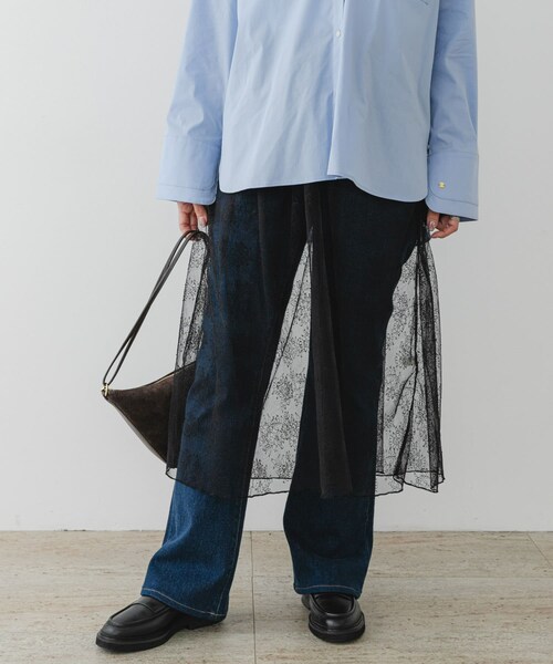 URBAN RESEARCH ROSSO（アーバンリサーチロッソ）の「F by ROSSO　チュールレースレイヤードスカート（スカート・レディース・WHITE/BLACK・FREE）」の15枚目の写真