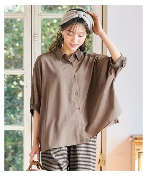 nissen（ニッセン）の「＜大きいサイズ＞【ドライワッシャー】袖リブシャツ（吸汗速乾）（シャツ/ブラウス・レディース・モカ/チャコール/ネイビー/ラベンダー・L/LL/3L/4L/5L/6L/8L/10L）」の18枚目の写真