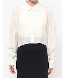 LAGUNAMOON | ギャザークロップドシャツ(シャツ/ブラウス)