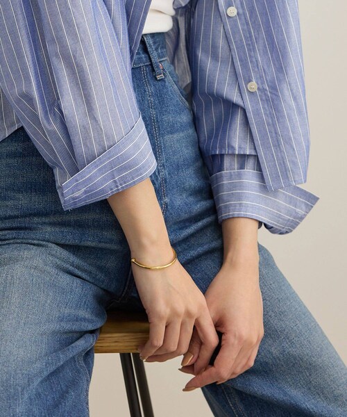 ROPE'（ロペ）の「【洗える】コットンシアークロップドシャツブラウス（シャツ/ブラウス・レディース・ブラック/ホワイト/ブルー系・36/38）」の12枚目の写真