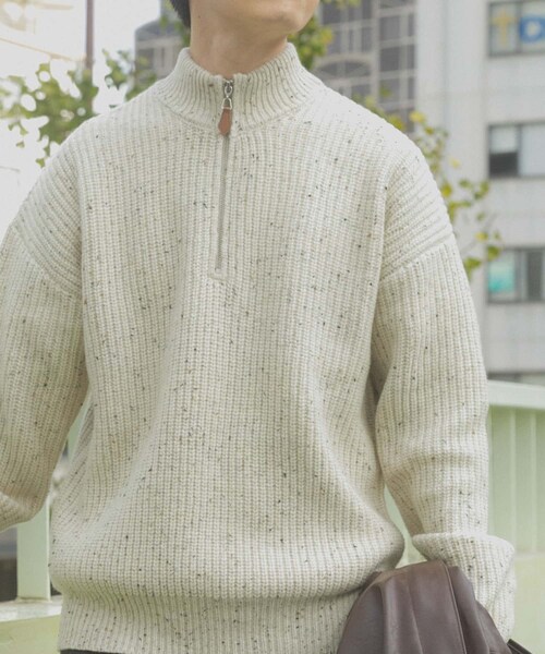 ITEMS URBANRESEARCH(アイテムズ アーバンリサーチ)の「ウール混 ハーフジップ モックネックニット(ニット/セーター・メンズ・WHT/NVY/BLK・M/L)」の5枚目の写真