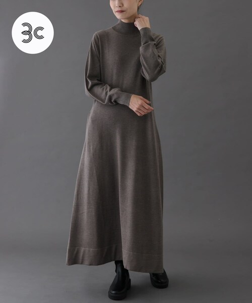 【エースアンドレア】美品♡ニットワンピース モックネック ロゴ 168S カーキ URBAN RESEARCH DOORS（アーバンリサーチドアーズ）の「FORK&SPOON