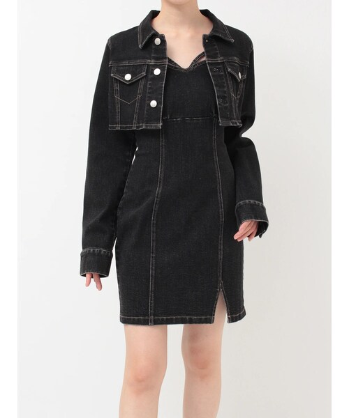 EATME（イートミー）の「BACKレースアップデニムワンピセット（ワンピース・レディース・ブラック/ブルー・S/M）」の4枚目の写真