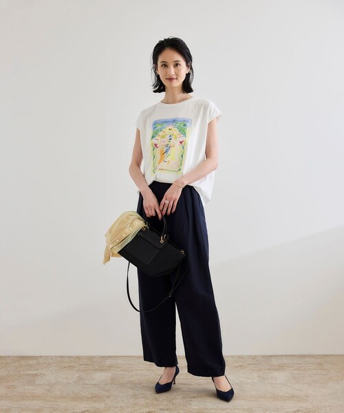 ROPE'（ロペ）の「【Kei Nagayama for ROPE'】プリント ノースリーブTEE【接触冷感・洗濯耐久あり】（Tシャツ/カットソー・レディース・ホワイト・F）」の9枚目の写真