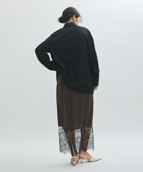 ADAM ET ROPE'（アダムエロペ）の「【EMOELLE】キュプラレースイージースカート（スカート・レディース・ダークブラウン/ピンク・F）」の8枚目の写真