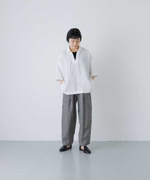 かぐれ（カグレ）の「リネンスキッパーシャツ（シャツ/ブラウス・レディース・OFF/BLACK/MINT・Free）」の10枚目の写真