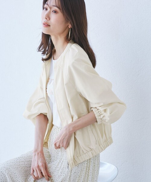 ROPE' PICNIC（ロペピクニック）の「【撥水加工・花粉ガード】リサイクルナイロンブルゾン（ブルゾン・レディース・チャコール/ホワイト系/ベージュ・38）」の13枚目の写真