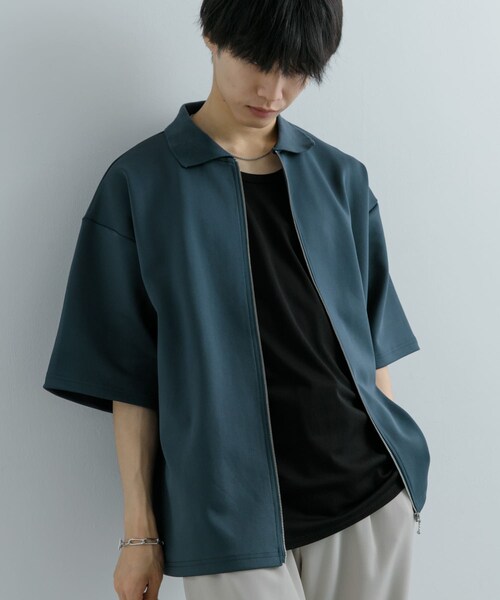 SENSE OF PLACE by URBAN RESEARCH（センスオブプレイスバイアーバンリサーチ）の「『ユニセックス』ZIPカーディガンTシャツ(5分袖)（カーディガン/ボレロ・メンズ・BEIGE/BLACK/BLUE・M/L）」の3枚目の写真