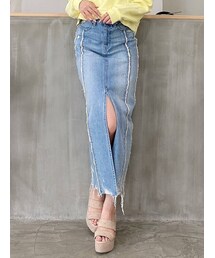 GYDA | switchingフリンジデニムロングスカート(デニムスカート)