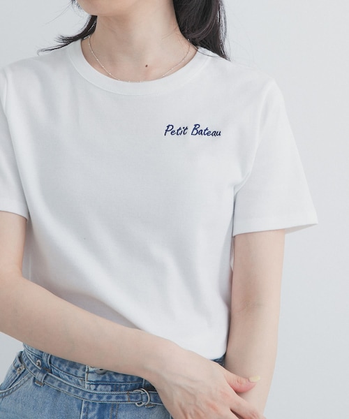 URBAN RESEARCH DOORS(アーバンリサーチドアーズ)の「『別注』PETIT BATEAU×DOORS EMBROIDERYT-SHIRTSCU(Tシャツ/カットソー・レディース・ECUME/BELUGA/SMOKING・S/M)」の5枚目の写真
