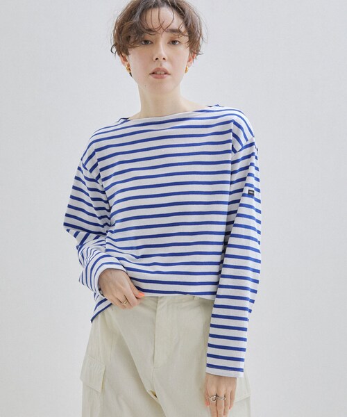 ADAM ET ROPE'（アダムエロペ）の「【公式サイト限定】【SAINT JAMES（セントジェームス）】ウェッソンボーダー（Tシャツ/カットソー・レディース・ブラック/ブルー系/ピンク系・3/4）」の12枚目の写真