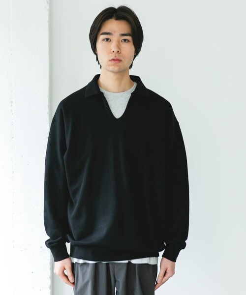 URBAN RESEARCH DOORS(アーバンリサーチドアーズ)の「TOMPKINS裏毛 スキッパースウェット(スウェット・メンズ・GREIGE/BLACK/NAVY・M/L)」の15枚目の写真