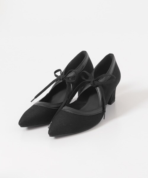 RODE SKO（ロデスコ）の「『MADE IN JAPAN』 AJUGAチャンキーヒールリボンパンプス（パンプス・レディース・BLKxBLK/OFFxCAMEL・36/37/38/39）」の3枚目の写真