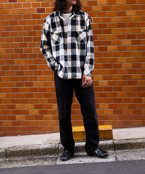 ADAM ET ROPE'（アダムエロペ）の「《別注》【BONCOURA/ボンクラ】オープンカラーネルシャツ ブロックチェック（シャツ/ブラウス・メンズ・ブラック・36/38/40/42）」の17枚目の写真