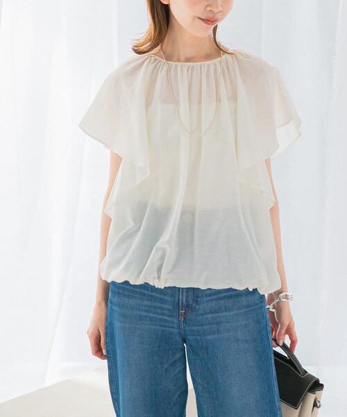 URBAN RESEARCH ROSSO（アーバンリサーチロッソ）の「コットンシルクフレアスリーブブラウス（シャツ/ブラウス・レディース・sax/off/red・FREE）」の9枚目の写真