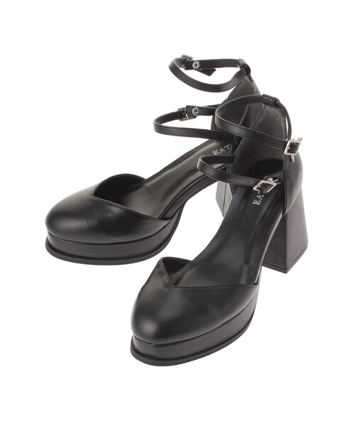 EATME（イートミー）の「ダブルベルトフレアヒールパンプス（パンプス・レディース・ブラック/レッド/ミックス・S/M/L）」の2枚目の写真