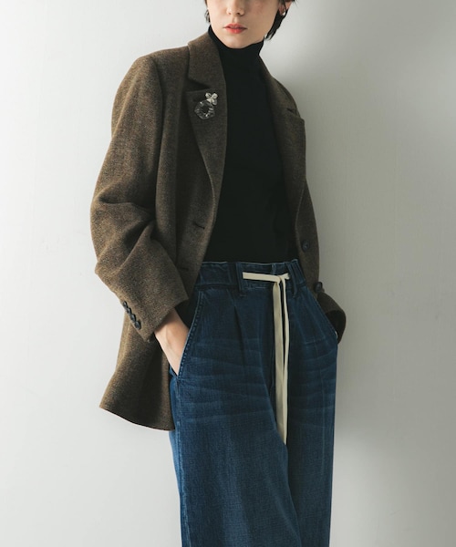 URBAN RESEARCH(アーバンリサーチ)の「ブリティッシュウールツイードジャケット(テーラードジャケット・レディース・L.GRAY/KHAKI・36/38)」の2枚目の写真