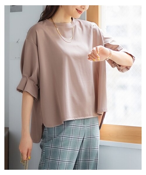 nissen（ニッセン）の「大きいサイズ キャンディースリーブプルオーバー（透けにくい素材・吸汗速乾・UVカット）（Tシャツ/カットソー・レディース・オフホワイト/スモーキーピンク/ネイビー/モカベージュ・L/LL/3L/4L/5L/6L/8L/10L）」の14枚目の写真