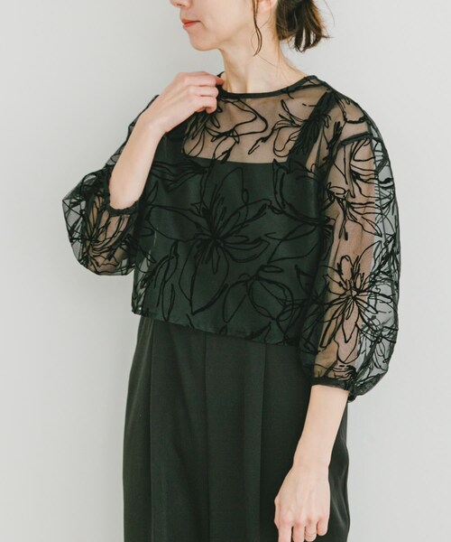 ITEMS URBANRESEARCH（アイテムズ アーバンリサーチ）の「チュールトップス×オールインワンセット（サロペット/オーバーオール・レディース・BLK/BEG・FREE）」の4枚目の写真