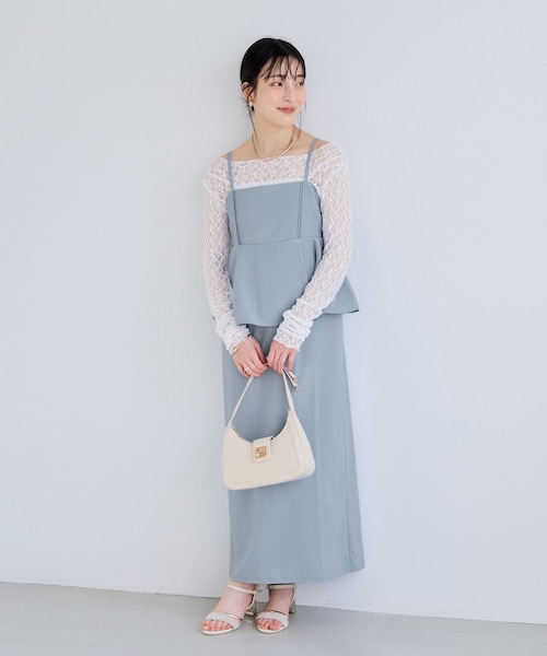 VIS(ビス)の「美easyリネンライクペプラム切替キャミワンピ/ イージーケア・接触冷感・セットアップ対応(ワンピース・レディース・グレー/ネイビー/サックス・F)」の12枚目の写真