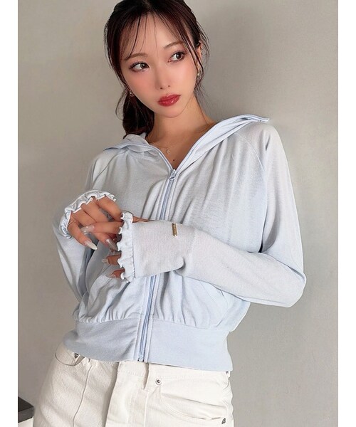 RESEXXY（リゼクシー）の「【UVカット】ベーシックパーカー（パーカー・レディース・ホワイト/ブラック/ピンク/ブルー・F）」の15枚目の写真