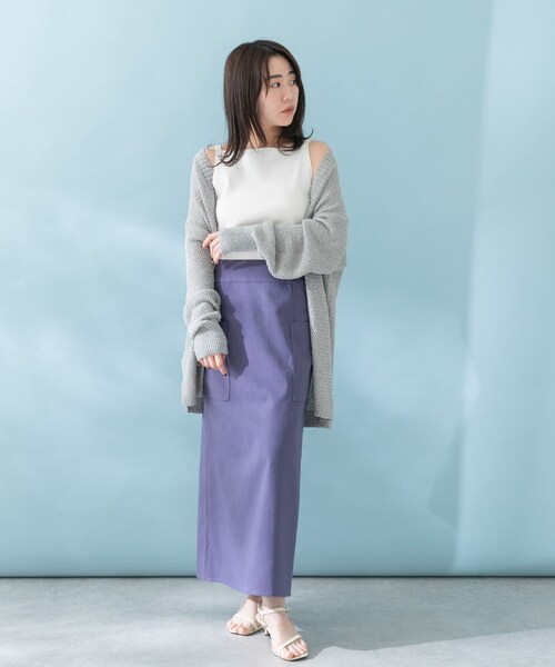 URBAN RESEARCH ROSSO（アーバンリサーチロッソ）の「透かし編みミドルカーディガン（カーディガン/ボレロ・レディース・gray/camel・FREE）」の5枚目の写真