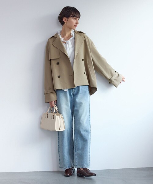 ROPE' PICNIC（ロペピクニック）の「ショート丈トレンチコート/撥水・花粉ガード（トレンチコート・レディース・ベージュ/カーキ/ネイビー・F）」の15枚目の写真