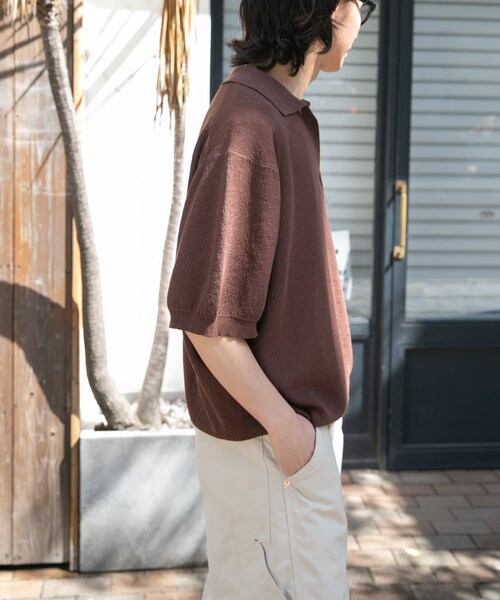 URBAN RESEARCH DOORS(アーバンリサーチドアーズ)の「FORK&SPOON リネンブレンドスキッパーニット(ニット/セーター・メンズ・LIGHTBLUE/BROWN/BLACK・4/5)」の14枚目の写真