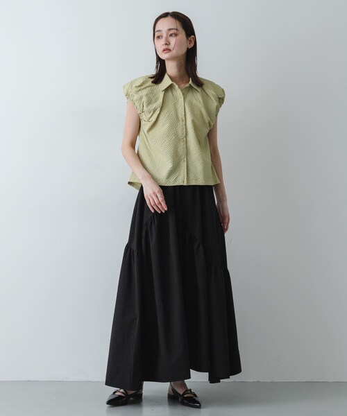 SENSE OF PLACE by URBAN RESEARCH(センスオブプレイスバイアーバンリサーチ)の「アシメキリカエギャザースカート(スカート・レディース・OFF WHITE/BLACK/BEIGE・One)」の16枚目の写真