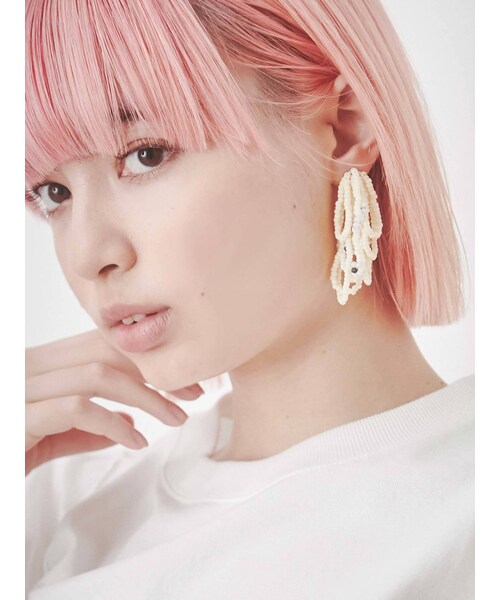 merry jenny（メリージェニー）の「petit floral beads earring（イヤリング・レディース・アイボリー/ピンク/シルバー・F）」の8枚目の写真