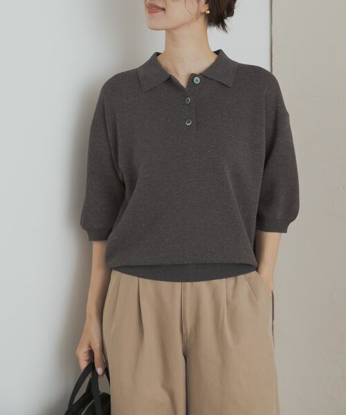 URBAN RESEARCH DOORS（アーバンリサーチドアーズ）の「ニットポロシャツ（ポロシャツ・レディース・BLACK/CHARCOAL/Y.KHAKI・M）」の19枚目の写真