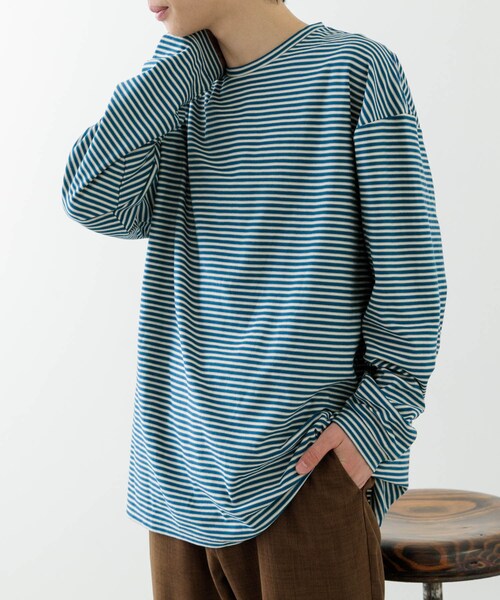 ITEMS URBANRESEARCH(アイテムズ アーバンリサーチ)の「天竺ボーダーロングスリーブカットソー(Tシャツ/カットソー・メンズ・BLU/BRN/CHA・M/L)」の4枚目の写真
