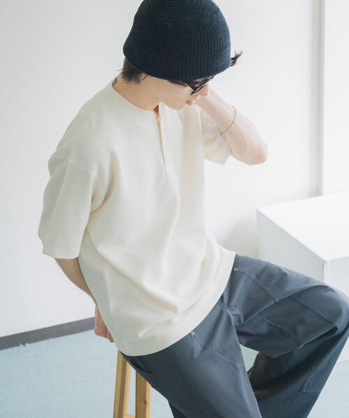 SENSE OF PLACE by URBAN RESEARCH（センスオブプレイスバイアーバンリサーチ）の「ヘンリーネックカノコプルオーバー（Tシャツ/カットソー・メンズ・IVORY/BLACK/GRAY・M/L）」の6枚目の写真