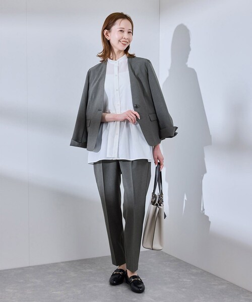 ROPE' PICNIC（ロペピクニック）の「【UV対応】【リネンライク・シリーズ】テーパードパンツ/通勤・セットアップ対応（スラックス・レディース・グレー/グレー系/ダークブラウン/ネイビー・36/38/40）」の15枚目の写真