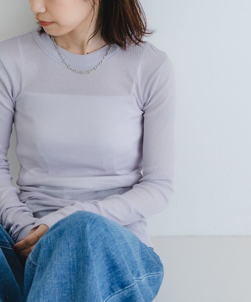 URBAN RESEARCH(アーバンリサーチ)の「NINETY PERCENT ANIS RIB TOP(Tシャツ/カットソー・レディース・LAVENDULA/CHALKWHITE/TAUPE/BLACK・S)」の17枚目の写真