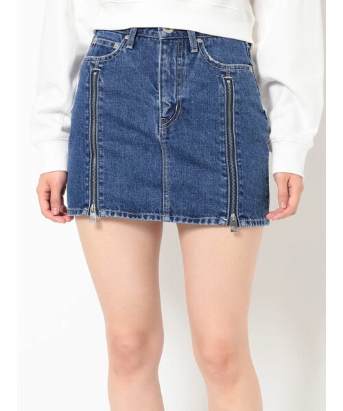 GGスライダーファスナーデザイン DENIMスカートライクショートパンツ